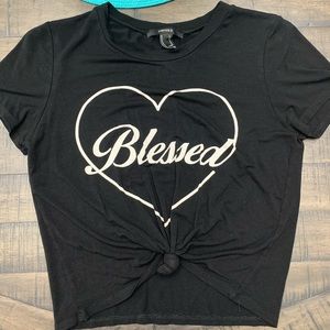 Black “Blessed” Crop Top